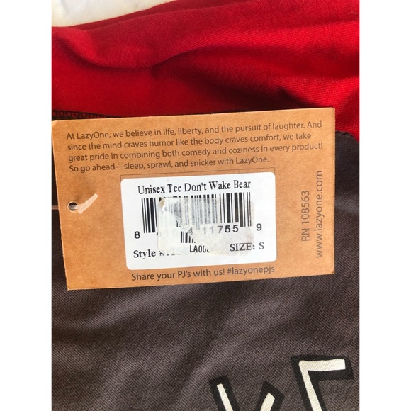 Unisex Lazy One bear pyjama/lounge T-shirt - Picture 3 of 5